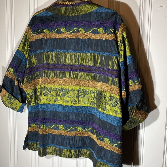 Koret Dress 3/4 Sleeve beautiful Shacket Multi Color Embroidery Brocade Purple - Picture 7 of 11